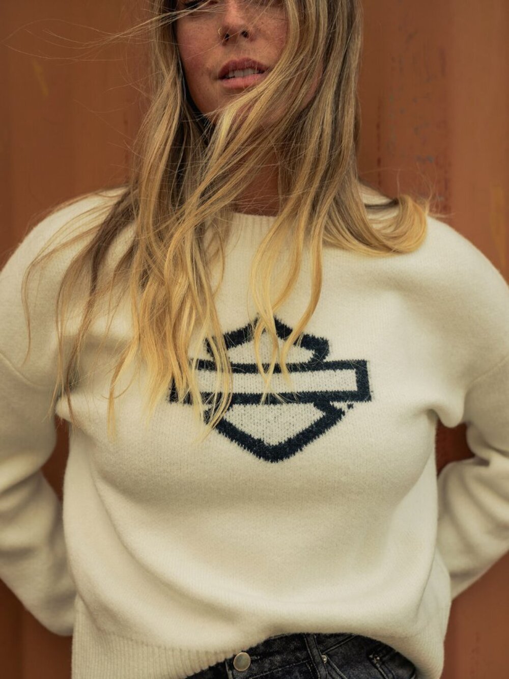 Women's Harley-Davidson Bar and Shield White Sweater